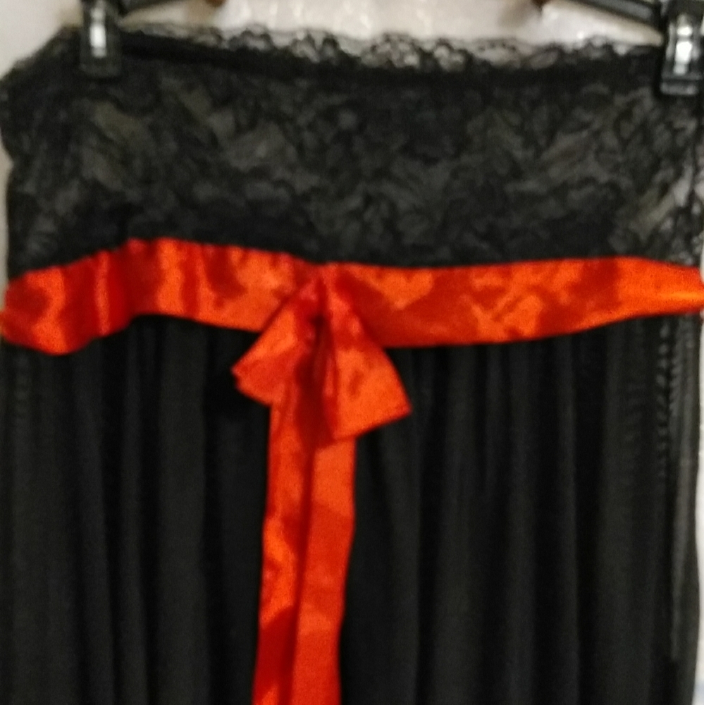 Black lace with red bow lingerie